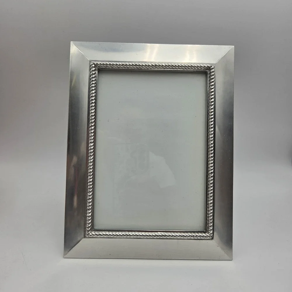 Vintage Ornate Metal Silver‑Tone Velvet in the back  Picture Frame 7.5